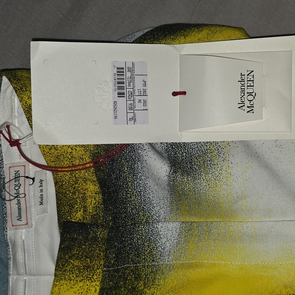BNWT !! Alexander McQueen Mushroom Spores Yellow B & W Spray Paint Pant sz IT 40 - Picture 14 of 15